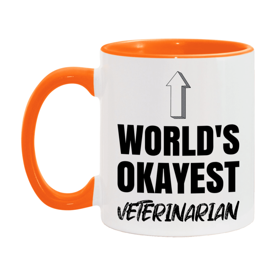 Funny Veterinarian Mug, World’s Okayest Veterinarian, 11Oz Or 15Oz White Ceramic Coffee Cup, Novelty Gift For Veterinarian