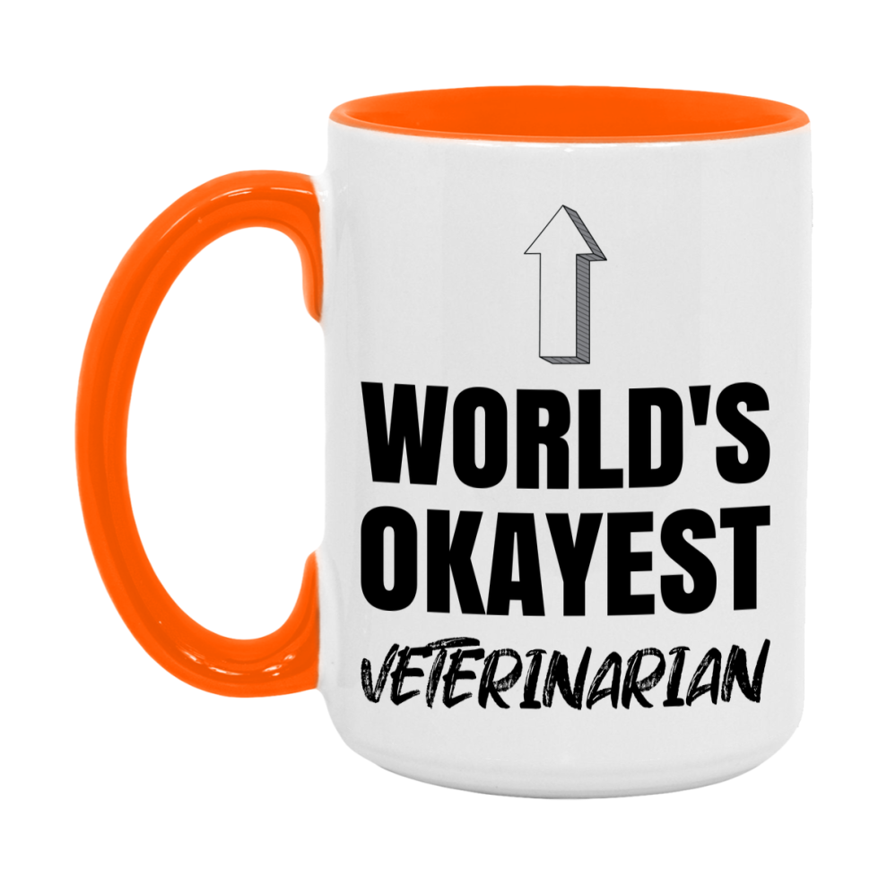 Funny Veterinarian Mug, World’s Okayest Veterinarian, 11Oz Or 15Oz White Ceramic Coffee Cup, Novelty Gift For Veterinarian