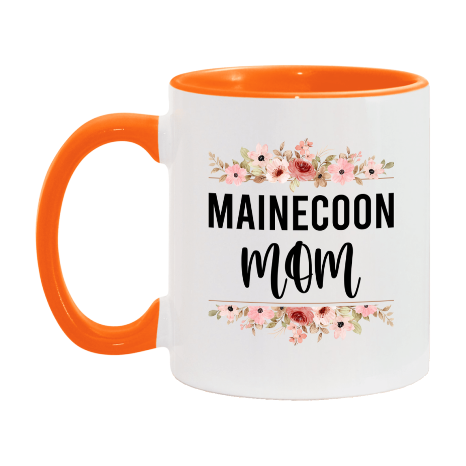 Mainecoon Cat Mom Mug, Floral Cat Mug For Mom, 11Oz Or 15Oz Coffee Cup