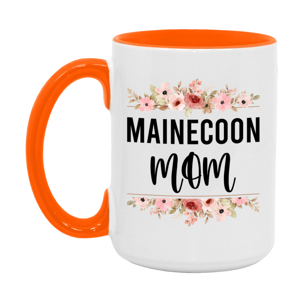Mainecoon Cat Mom Mug, Floral Cat Mug For Mom, 11Oz Or 15Oz Coffee Cup