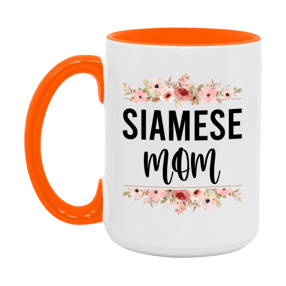 Siamese Cat Mom Mug, Floral Cat Mug For Mom, 11Oz Or 15Oz Coffee Cup