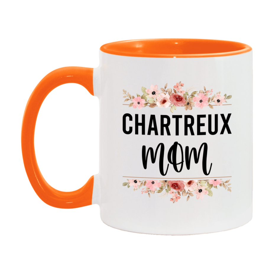 Chartreux Cat Mom Mug, Floral Cat Mug For Mom, 11Oz Or 15Oz Coffee Cup