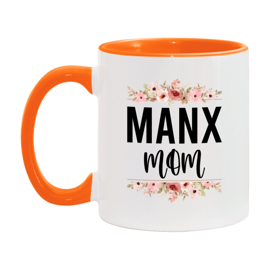 Manx Cat Mom Mug, Floral Cat Mug For Mom, 11Oz Or 15Oz Coffee Cup