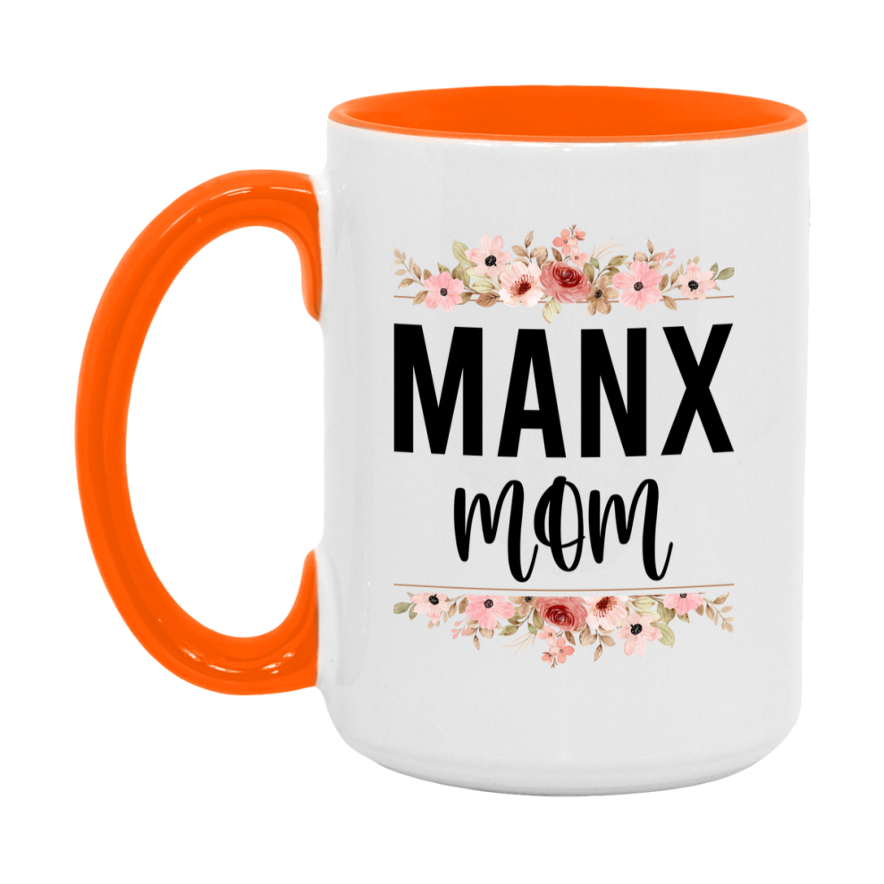 Manx Cat Mom Mug, Floral Cat Mug For Mom, 11Oz Or 15Oz Coffee Cup