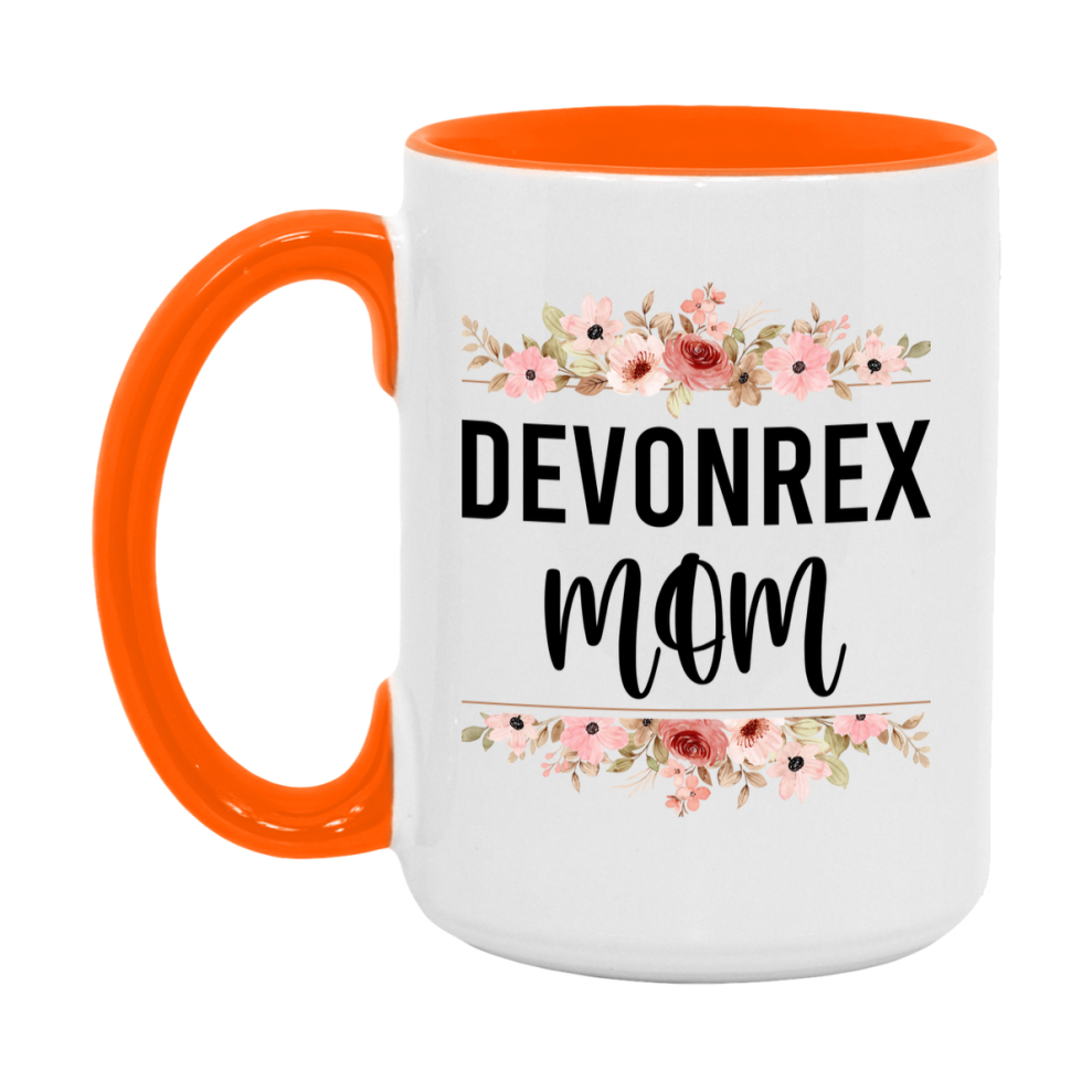 Devonrex Cat Mom Mug, Floral Cat Mug For Mom, 11Oz Or 15Oz Coffee Cup