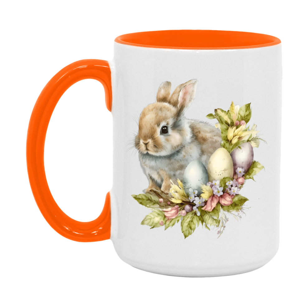 Easter Bunny Coffee Mug, Kawaii Easter Bunny Easter Gift, Double-Sided 11Oz Or 15Oz White Ceramic Cup