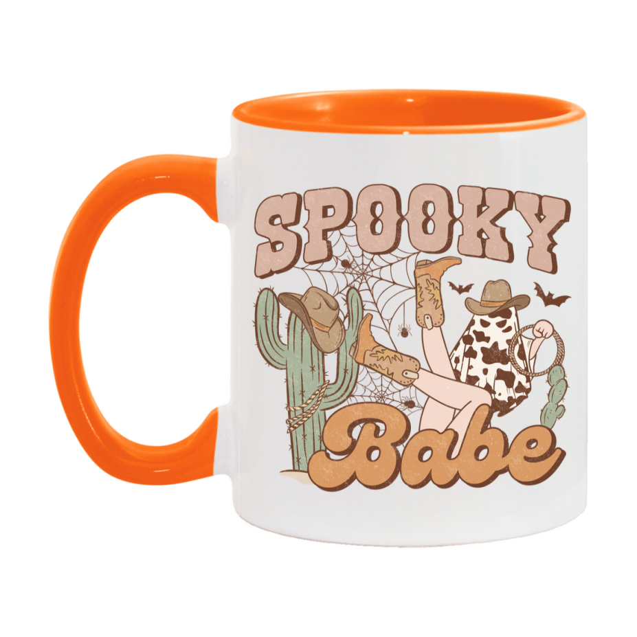 Western Halloween Mug, Cute Retro Western Halloween Coffee Cup, 11Oz Or 15Oz White Ceramic Mug