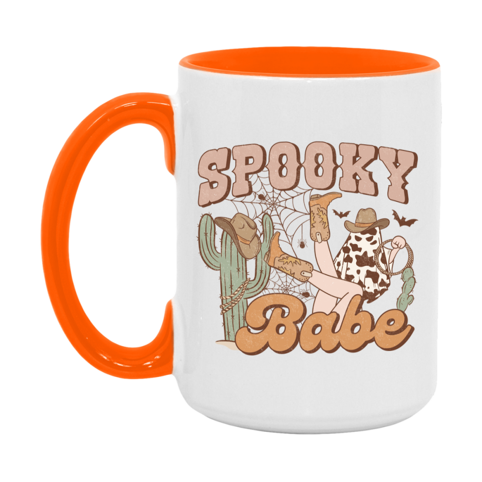 Western Halloween Mug, Cute Retro Western Halloween Coffee Cup, 11Oz Or 15Oz White Ceramic Mug