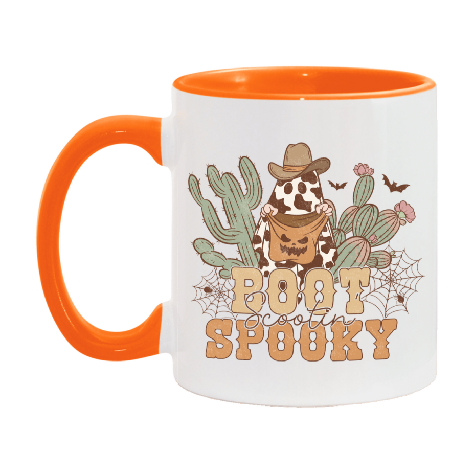 Western Halloween Mug, Cute Retro Western Halloween Coffee Cup, 11Oz Or 15Oz White Ceramic Mug