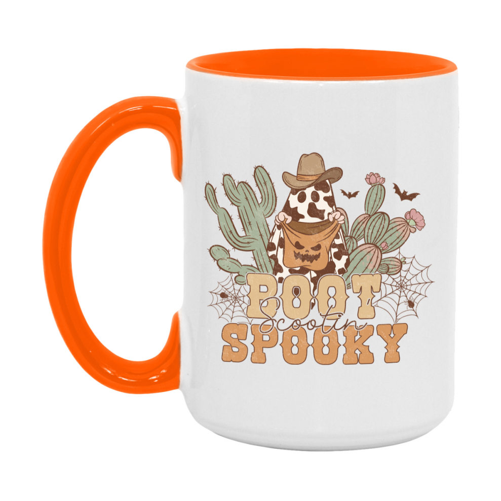 Western Halloween Mug, Cute Retro Western Halloween Coffee Cup, 11Oz Or 15Oz White Ceramic Mug