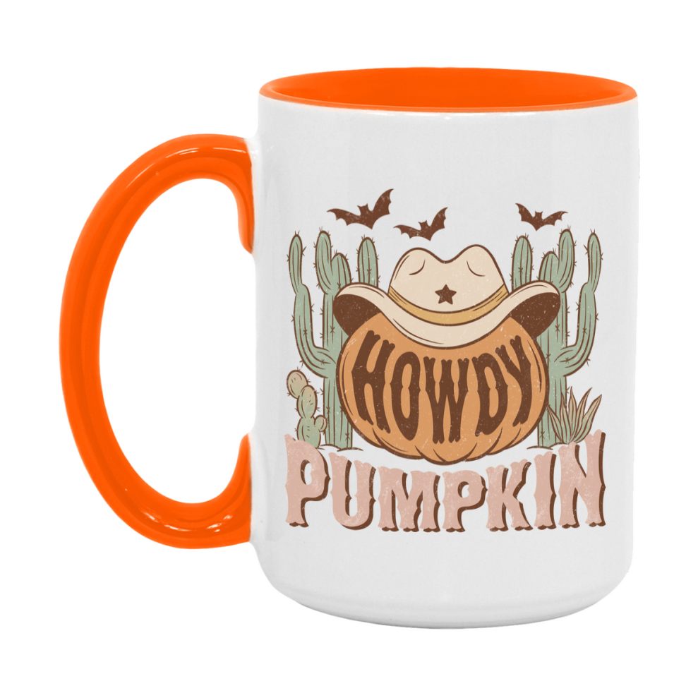 Western Halloween Mug, Cute Retro Western Halloween Coffee Cup, 11Oz Or 15Oz White Ceramic Mug