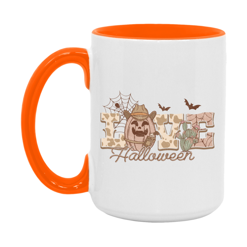Western Halloween Mug, Cute Retro Western Halloween Coffee Cup, 11Oz Or 15Oz White Ceramic Mug
