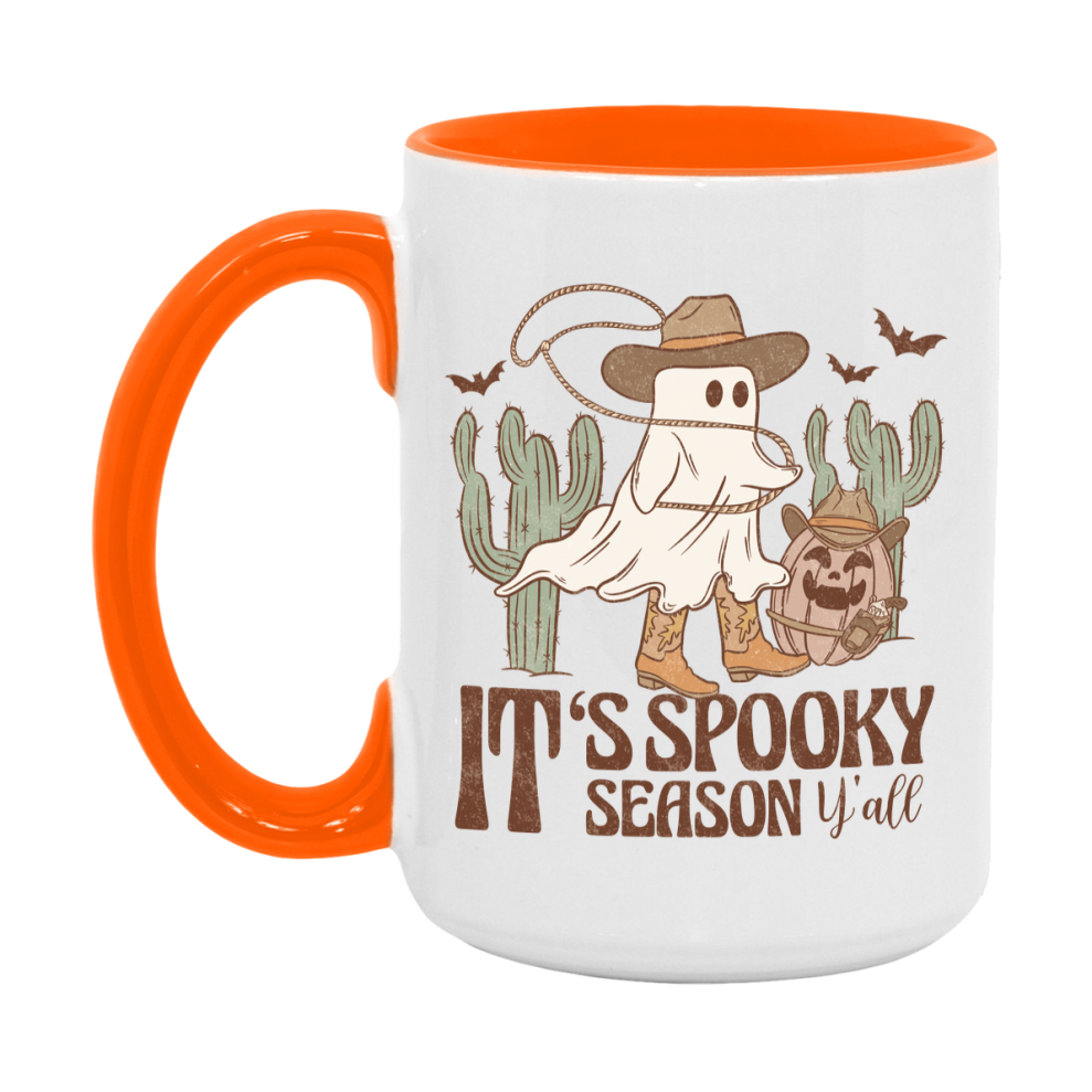 Western Halloween Mug, Cute Retro Western Halloween Coffee Cup, 11Oz Or 15Oz White Ceramic Mug