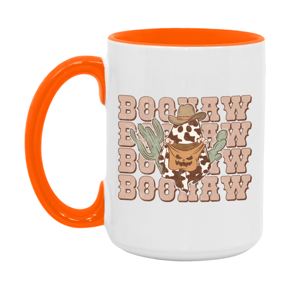 Western Halloween Mug, Cute Retro Western Halloween Coffee Cup, 11Oz Or 15Oz White Ceramic Mug
