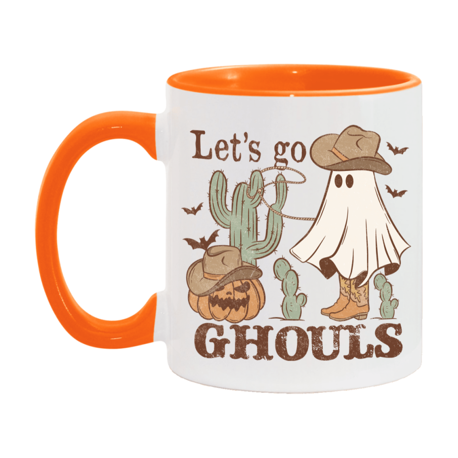 Western Halloween Mug, Cute Retro Western Halloween Coffee Cup, 11Oz Or 15Oz White Ceramic Mug