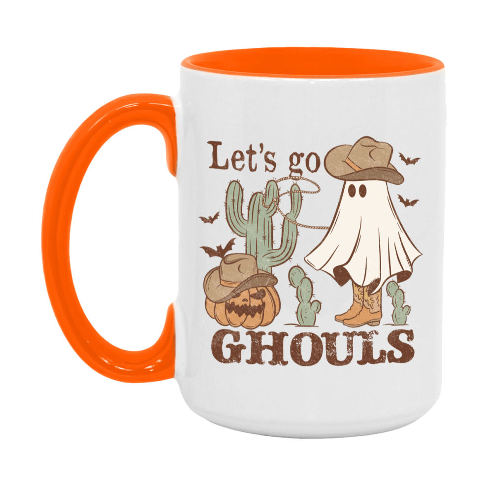 Western Halloween Mug, Cute Retro Western Halloween Coffee Cup, 11Oz Or 15Oz White Ceramic Mug