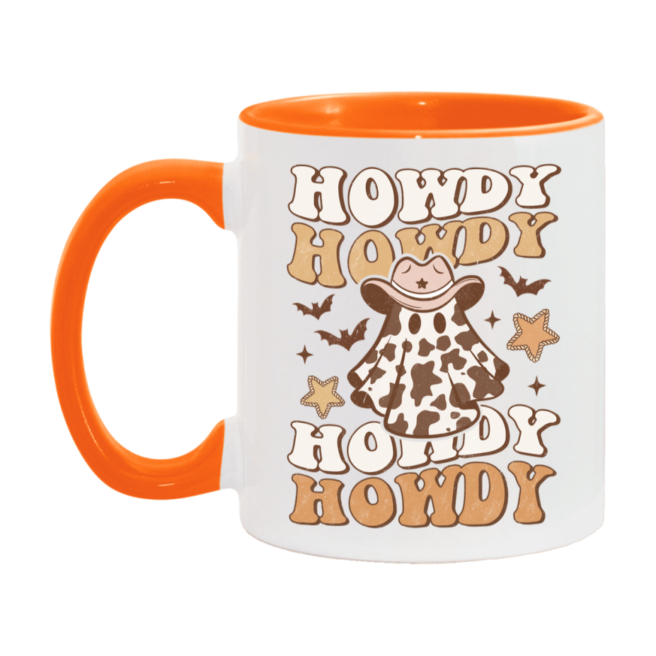 Western Halloween Mug, Cute Retro Western Halloween Coffee Cup, 11Oz Or 15Oz White Ceramic Mug