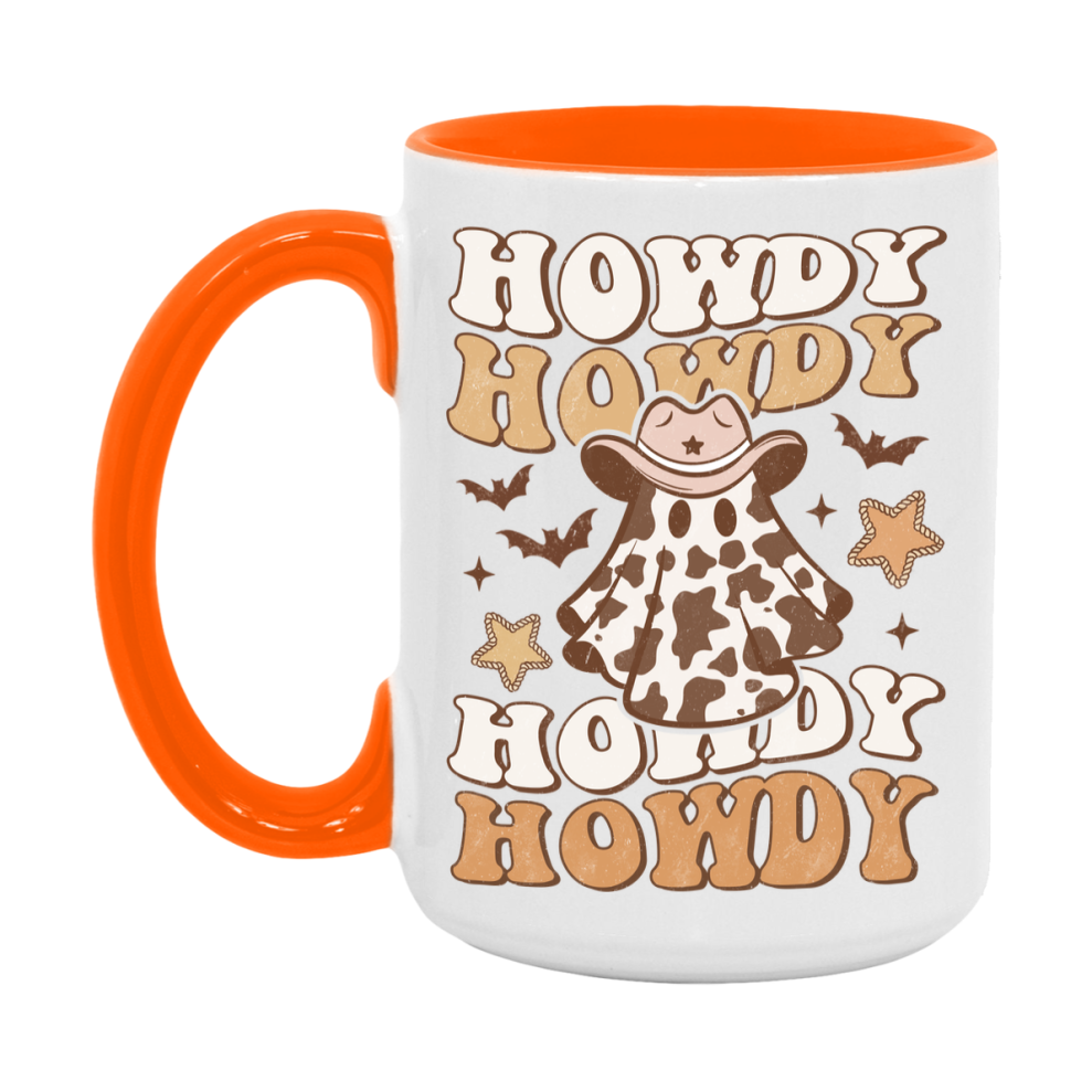 Western Halloween Mug, Cute Retro Western Halloween Coffee Cup, 11Oz Or 15Oz White Ceramic Mug