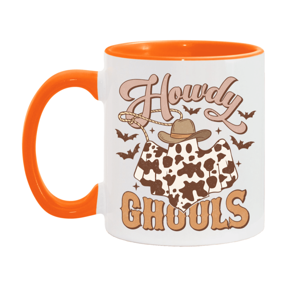 Western Halloween Mug, Cute Retro Western Halloween Coffee Cup, 11Oz Or 15Oz White Ceramic Mug