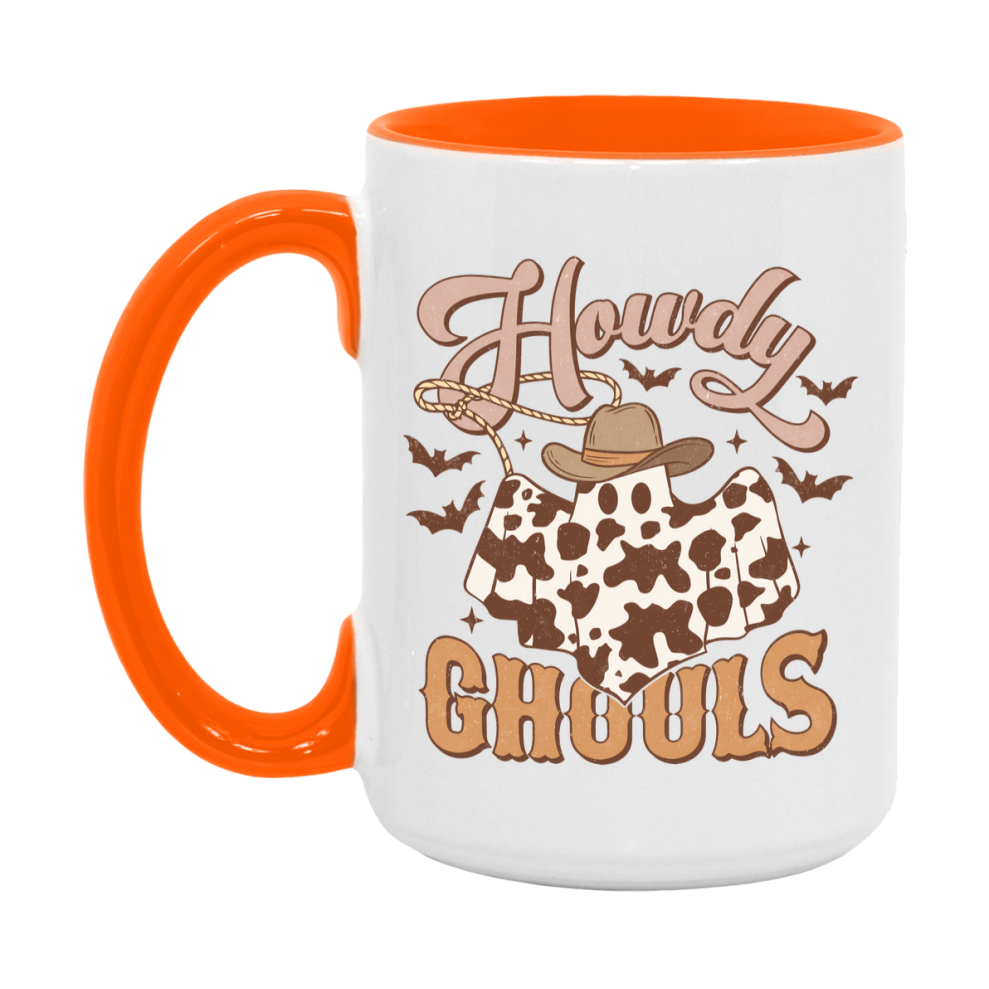 Western Halloween Mug, Cute Retro Western Halloween Coffee Cup, 11Oz Or 15Oz White Ceramic Mug