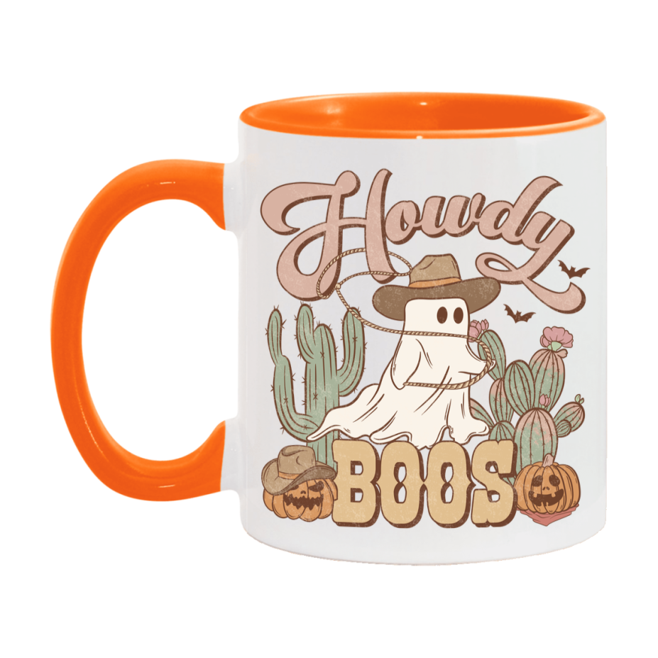 Western Halloween Mug, Cute Retro Western Halloween Coffee Cup, 11Oz Or 15Oz White Ceramic Mug
