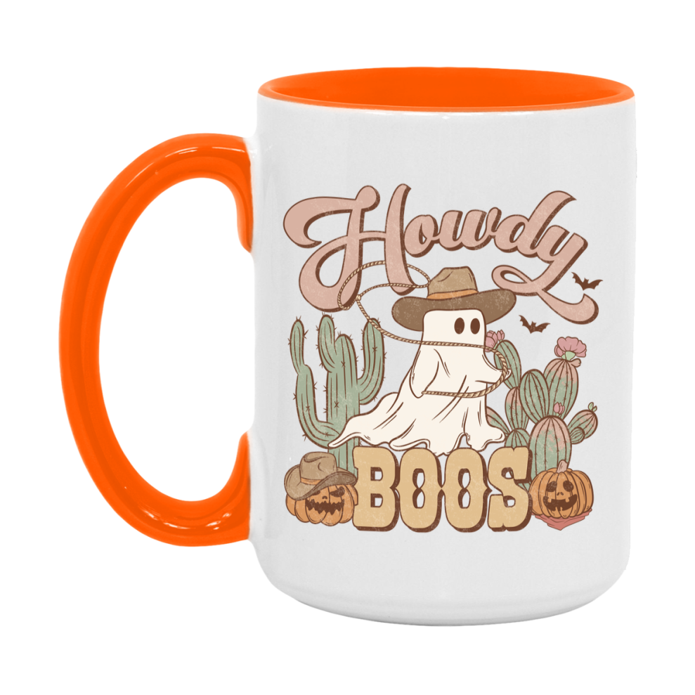 Western Halloween Mug, Cute Retro Western Halloween Coffee Cup, 11Oz Or 15Oz White Ceramic Mug
