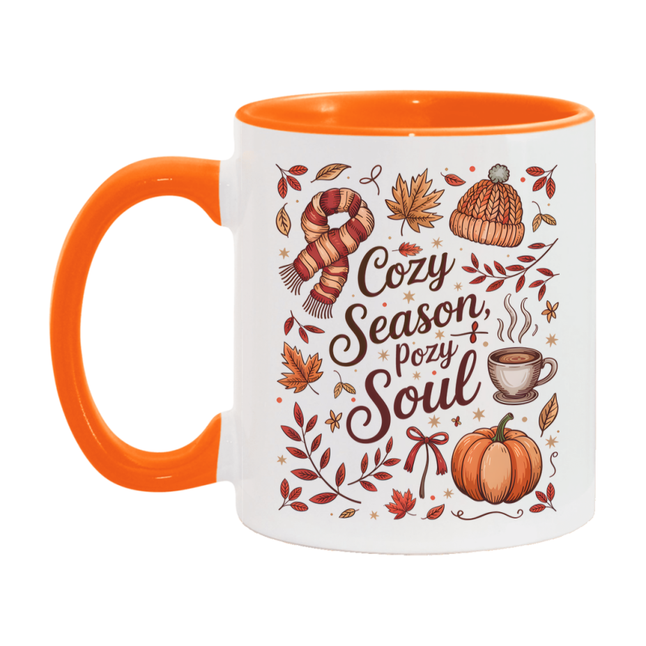 In Love With Fall Coffee Mug, Cozy Cute Autumn Coffee Cup, 11Oz Or 15Oz White Ceramic Mug