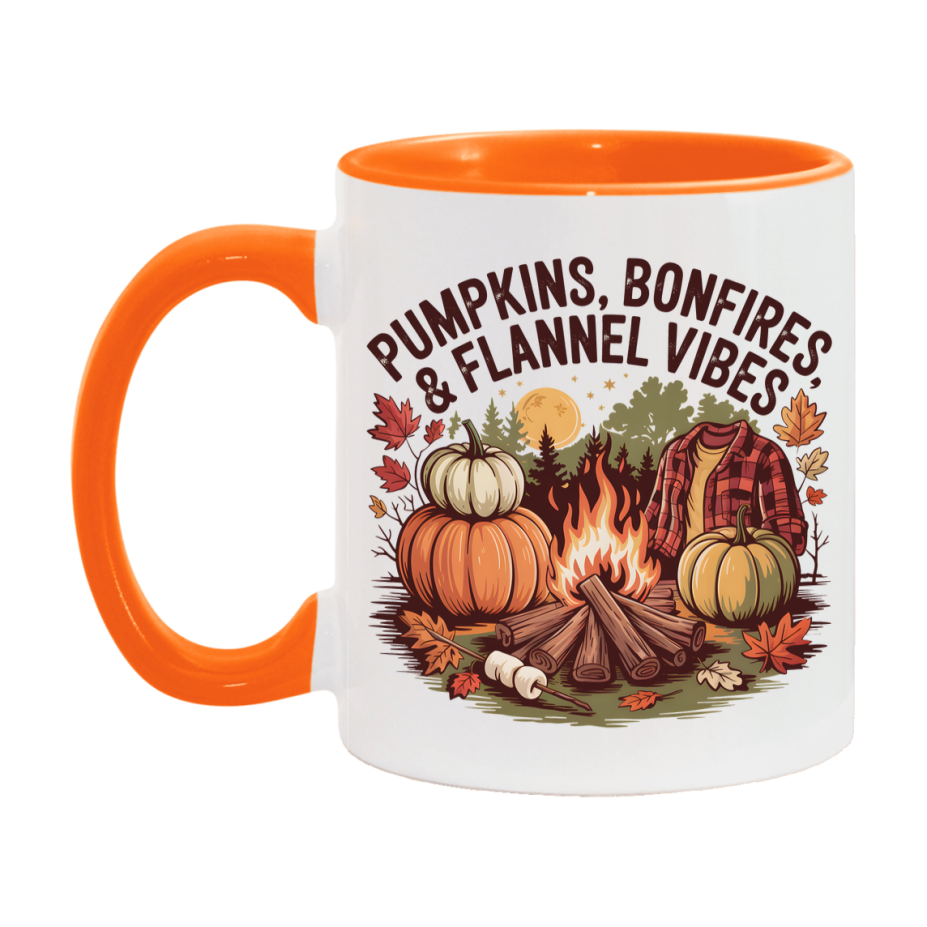 In Love With Fall Coffee Mug, Cozy Cute Autumn Coffee Cup, 11Oz Or 15Oz White Ceramic Mug