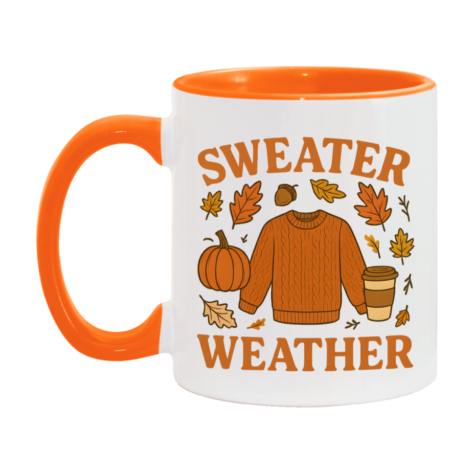 In Love With Fall Coffee Mug, Cozy Cute Autumn Coffee Cup, 11Oz Or 15Oz White Ceramic Mug