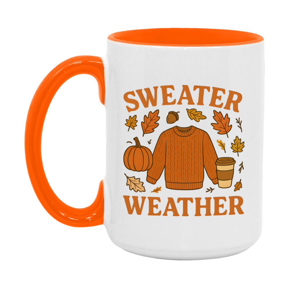 In Love With Fall Coffee Mug, Cozy Cute Autumn Coffee Cup, 11Oz Or 15Oz White Ceramic Mug