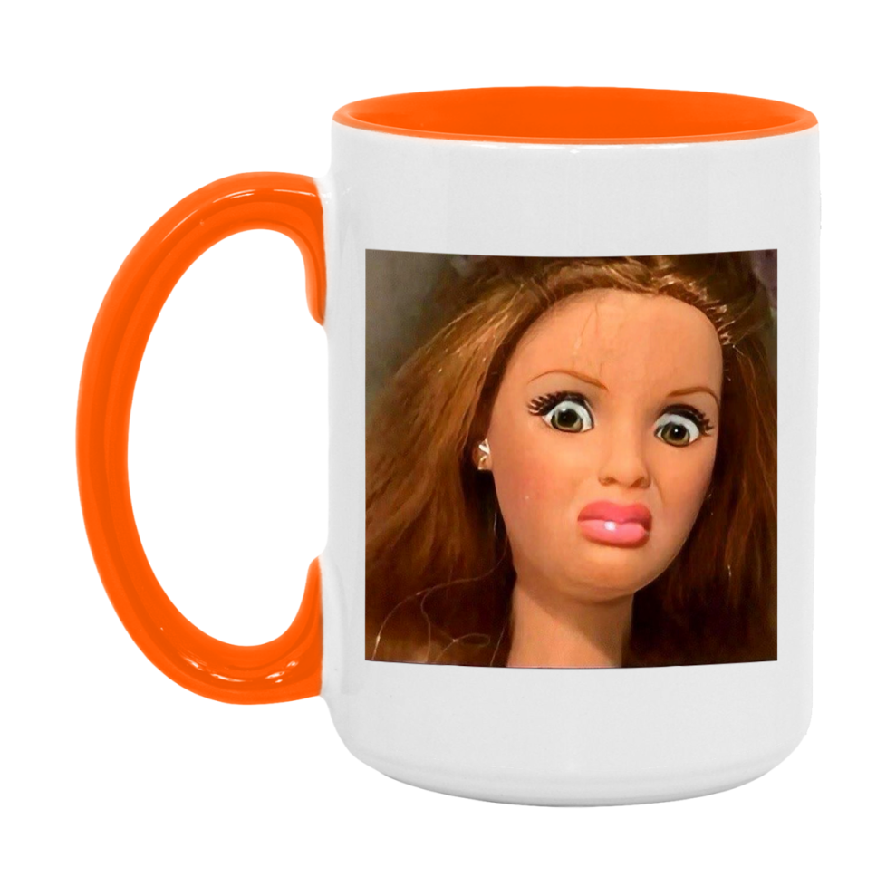 Disgusted Doll Face Mug, Funny Doll Face Meme Coffee Cup