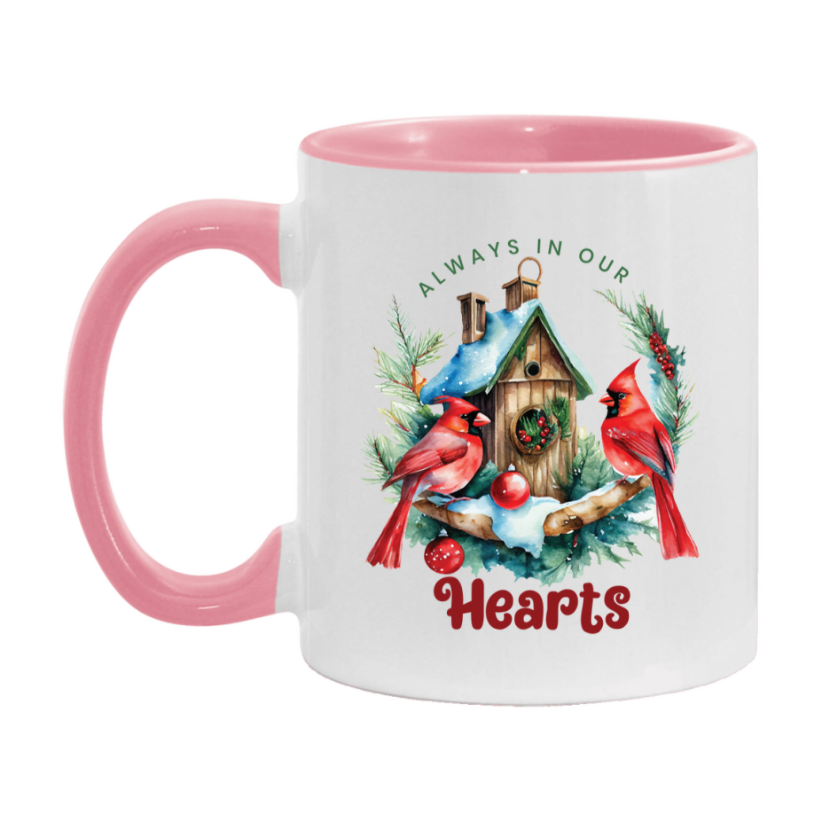 Red Cardinal Mug – Northern Red Cardinal Christmas Mug with Heartfelt Message, 11oz or 15oz White Ceramic Coffee Cup