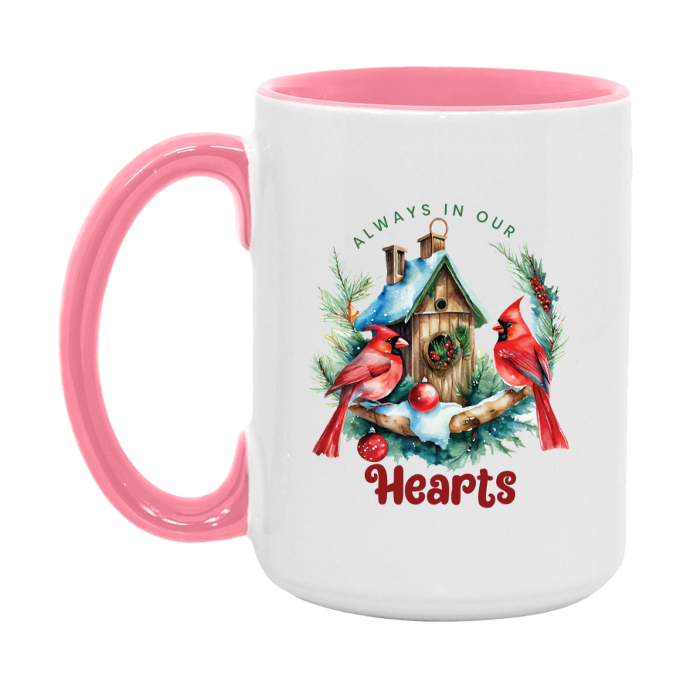 Red Cardinal Mug – Northern Red Cardinal Christmas Mug with Heartfelt Message, 11oz or 15oz White Ceramic Coffee Cup