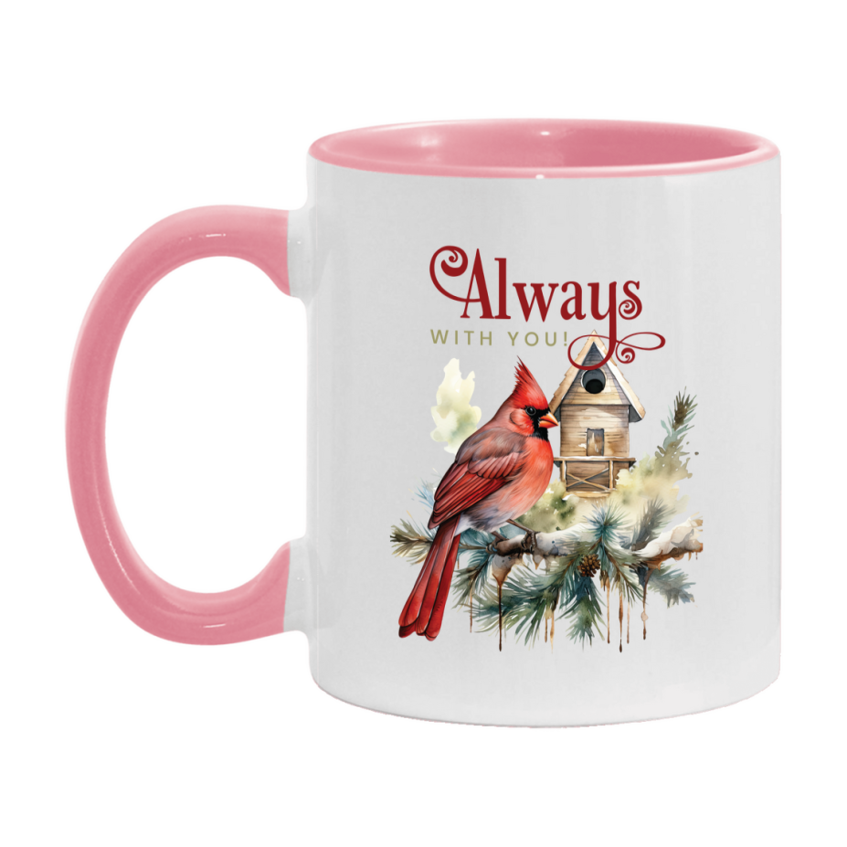 Red Cardinal Mug – Northern Red Cardinal Christmas Mug with Heartfelt Message, 11oz or 15oz White Ceramic Coffee Cup