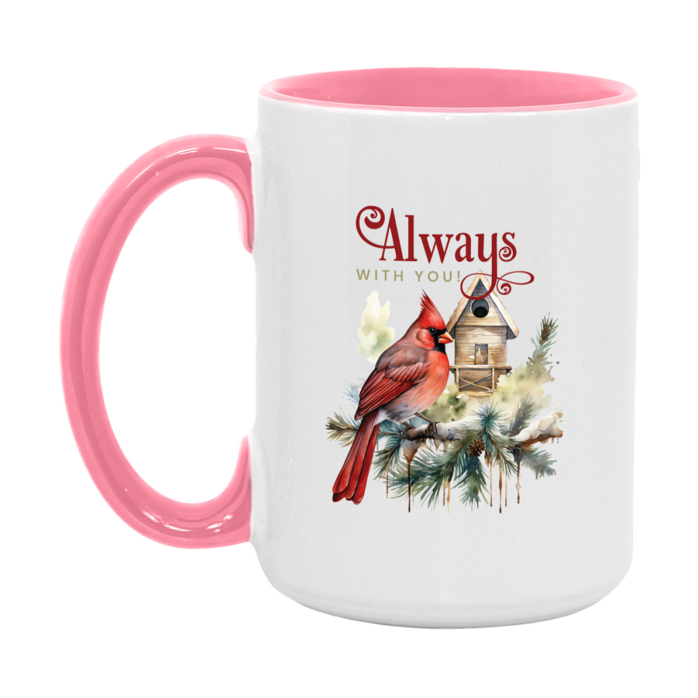 Red Cardinal Mug – Northern Red Cardinal Christmas Mug with Heartfelt Message, 11oz or 15oz White Ceramic Coffee Cup