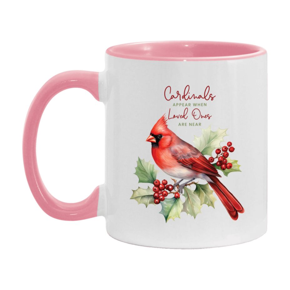 Red Cardinal Mug – Northern Red Cardinal Christmas Mug with Heartfelt Message, 11oz or 15oz White Ceramic Coffee Cup