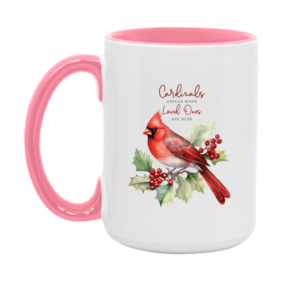 Red Cardinal Mug – Northern Red Cardinal Christmas Mug with Heartfelt Message, 11oz or 15oz White Ceramic Coffee Cup