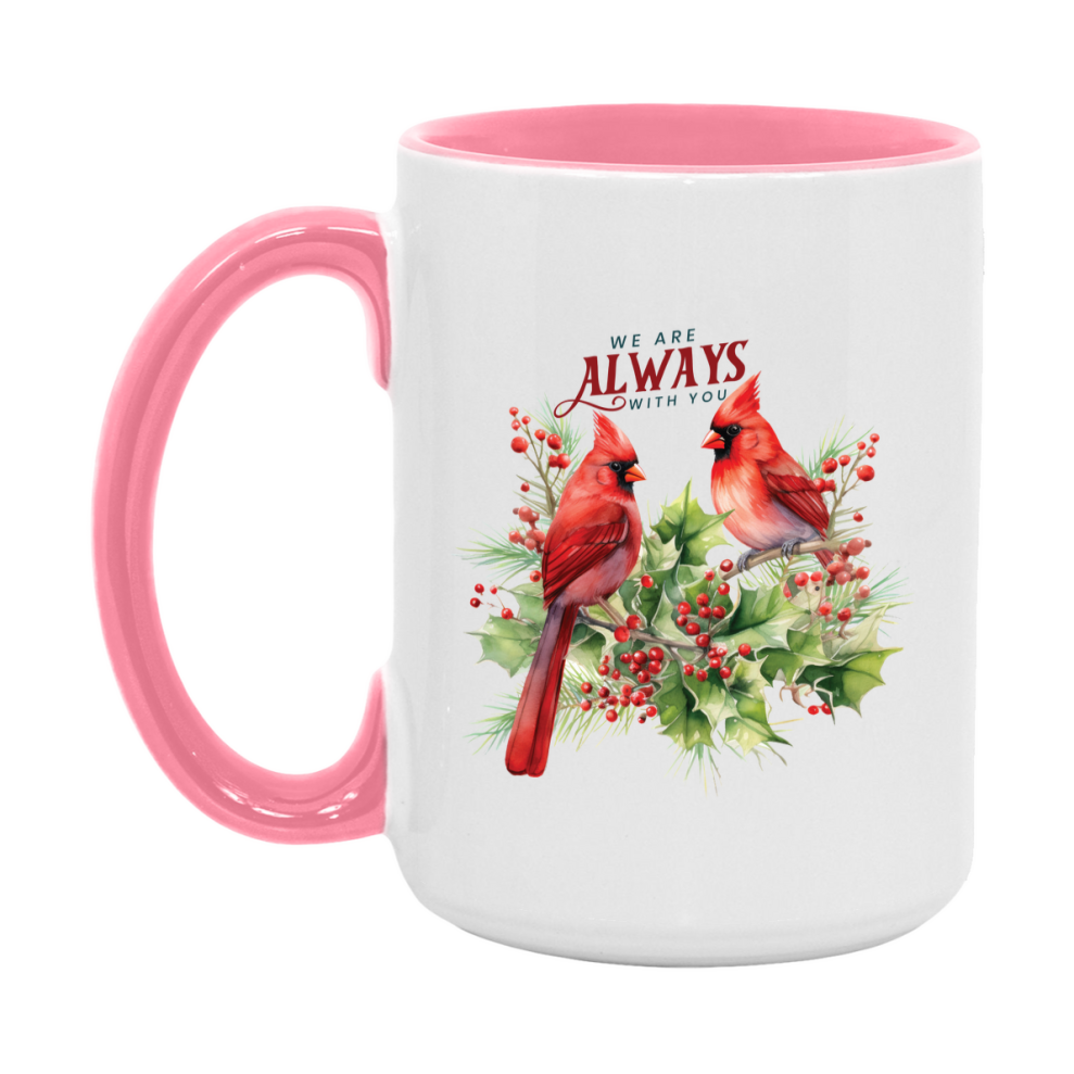 Red Cardinal Mug – Northern Red Cardinal Christmas Mug with Heartfelt Message, 11oz or 15oz White Ceramic Coffee Cup