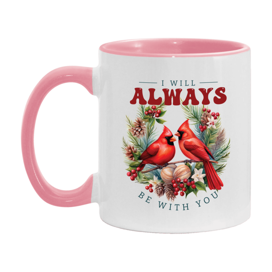 Red Cardinal Mug – Northern Red Cardinal Christmas Mug with Heartfelt Message, 11oz or 15oz White Ceramic Coffee Cup