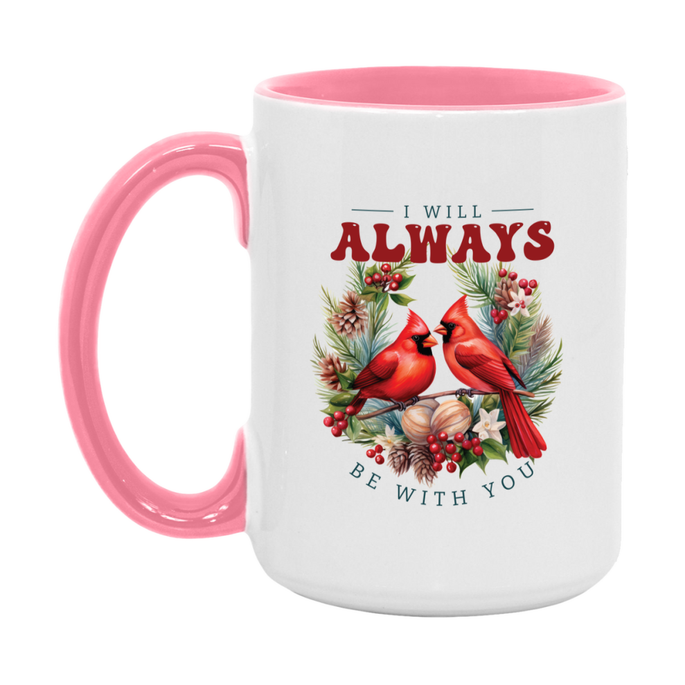 Red Cardinal Mug – Northern Red Cardinal Christmas Mug with Heartfelt Message, 11oz or 15oz White Ceramic Coffee Cup