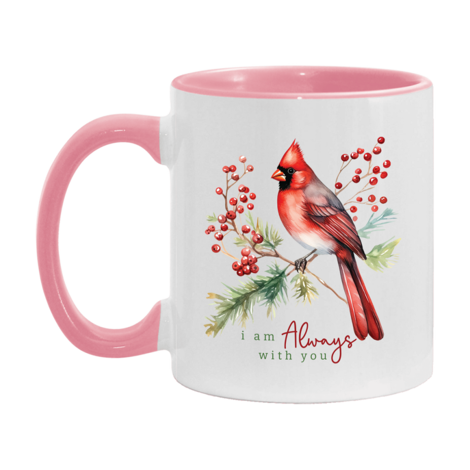 Red Cardinal Mug – Northern Red Cardinal Christmas Mug with Heartfelt Message, 11oz or 15oz White Ceramic Coffee Cup