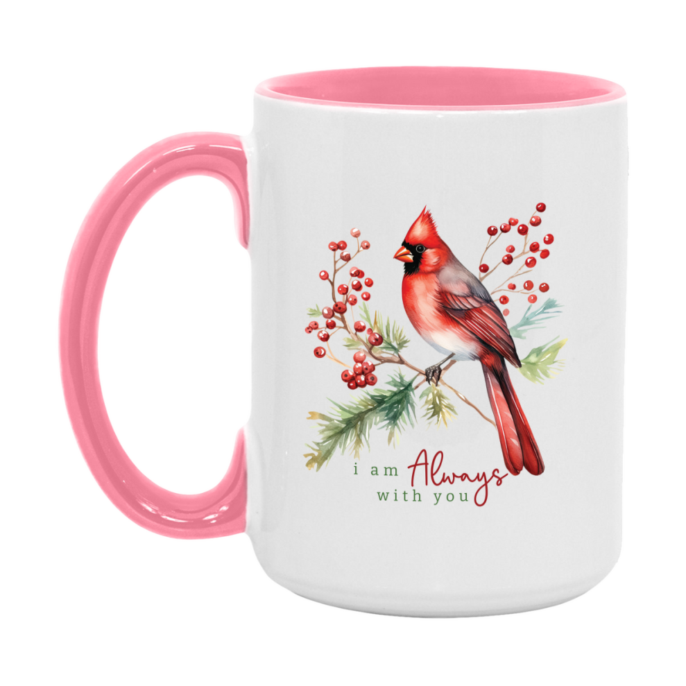 Red Cardinal Mug – Northern Red Cardinal Christmas Mug with Heartfelt Message, 11oz or 15oz White Ceramic Coffee Cup