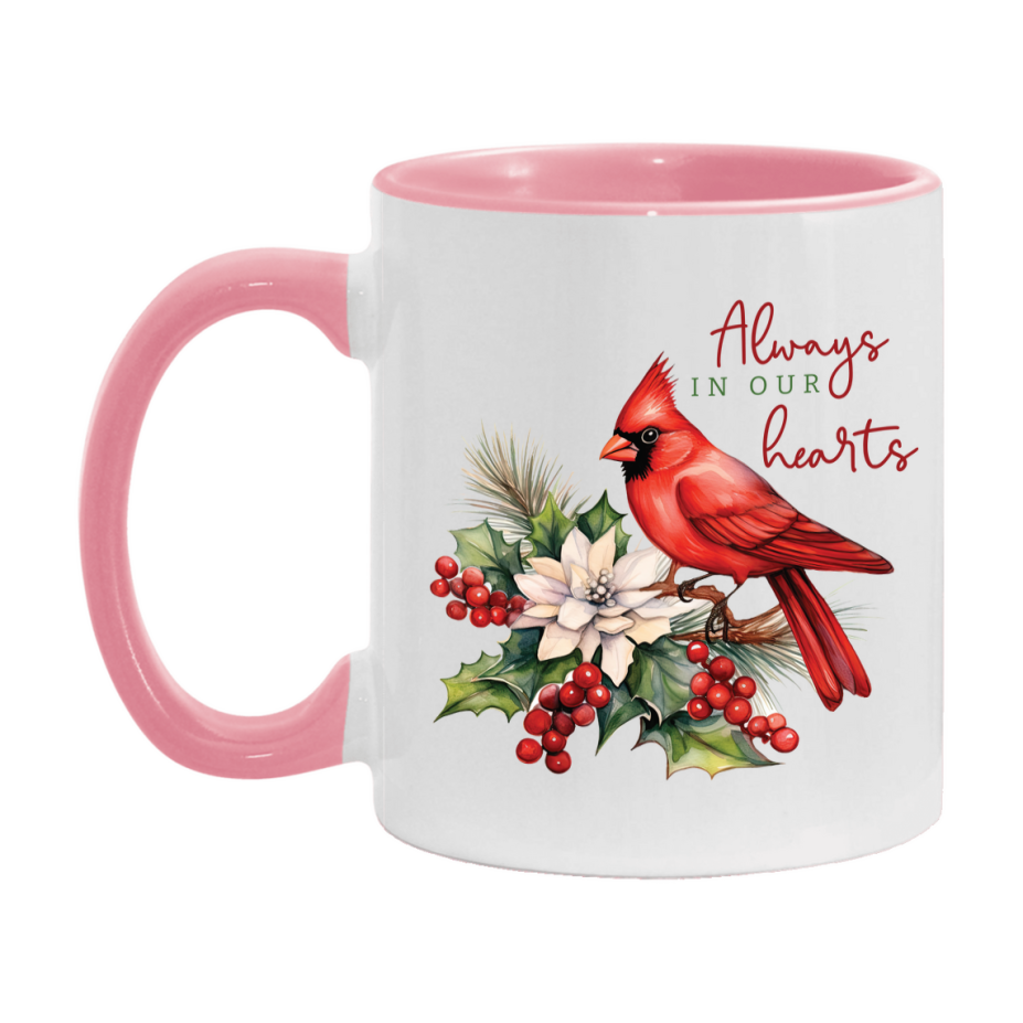 Red Cardinal Mug – Northern Red Cardinal Christmas Mug with Heartfelt Message, 11oz or 15oz White Ceramic Coffee Cup
