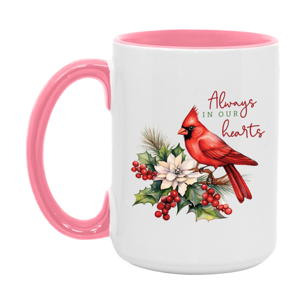 Red Cardinal Mug – Northern Red Cardinal Christmas Mug with Heartfelt Message, 11oz or 15oz White Ceramic Coffee Cup