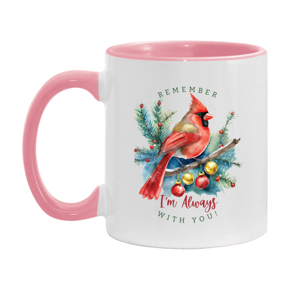 Red Cardinal Mug – Northern Red Cardinal Christmas Mug with Heartfelt Message, 11oz or 15oz White Ceramic Coffee Cup