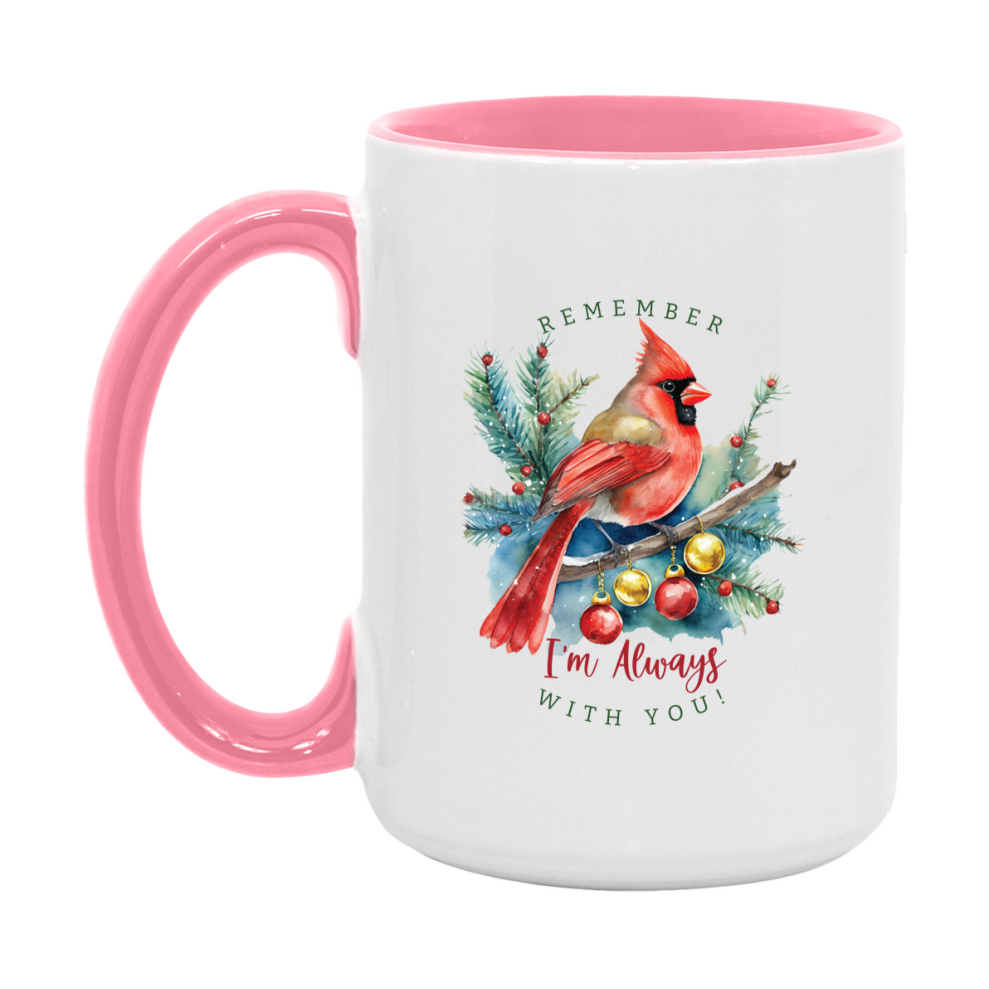 Red Cardinal Mug – Northern Red Cardinal Christmas Mug with Heartfelt Message, 11oz or 15oz White Ceramic Coffee Cup