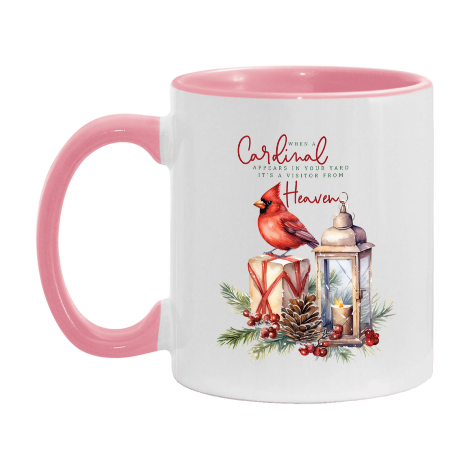 Red Cardinal Mug – Northern Red Cardinal Christmas Mug with Heartfelt Message, 11oz or 15oz White Ceramic Coffee Cup