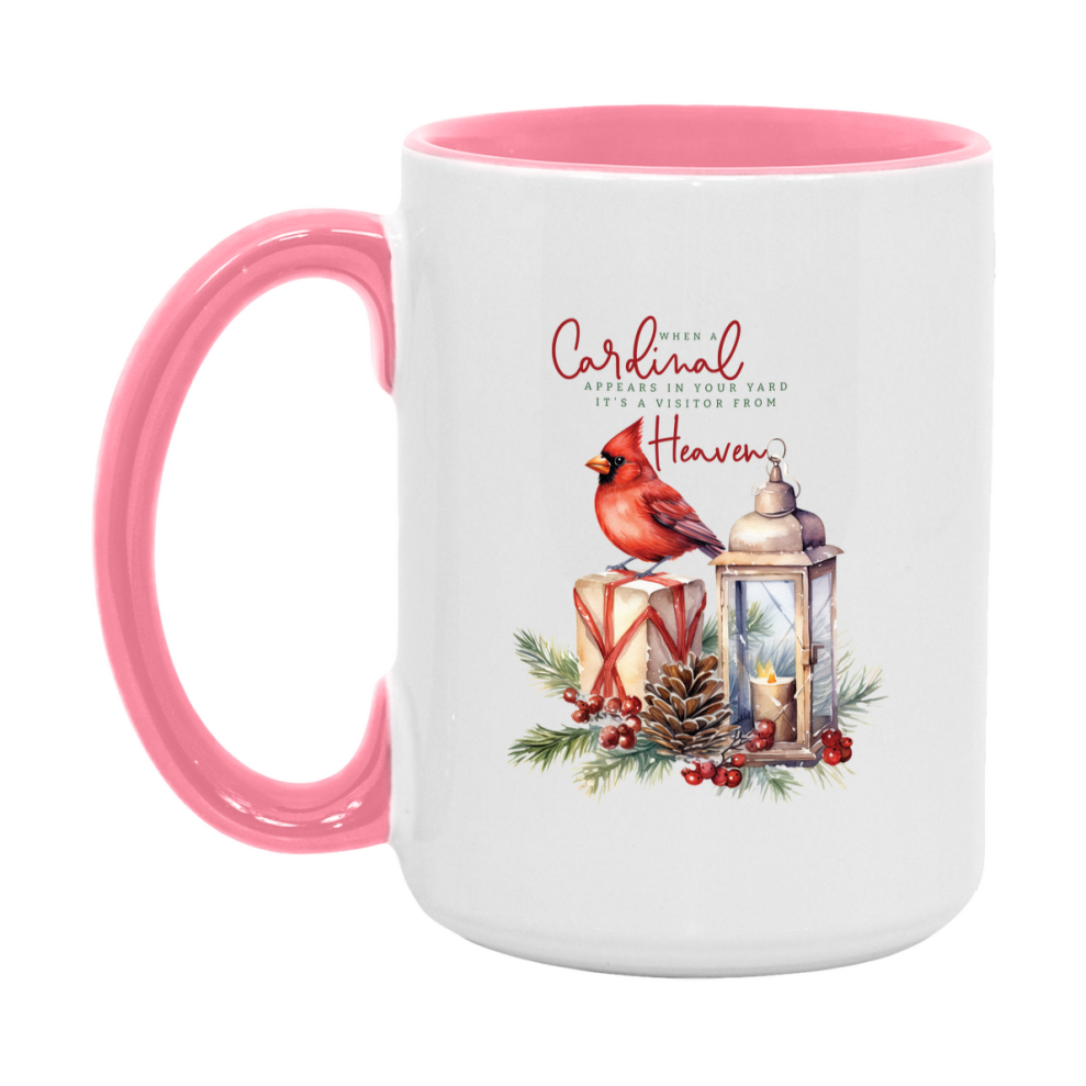 Red Cardinal Mug – Northern Red Cardinal Christmas Mug with Heartfelt Message, 11oz or 15oz White Ceramic Coffee Cup