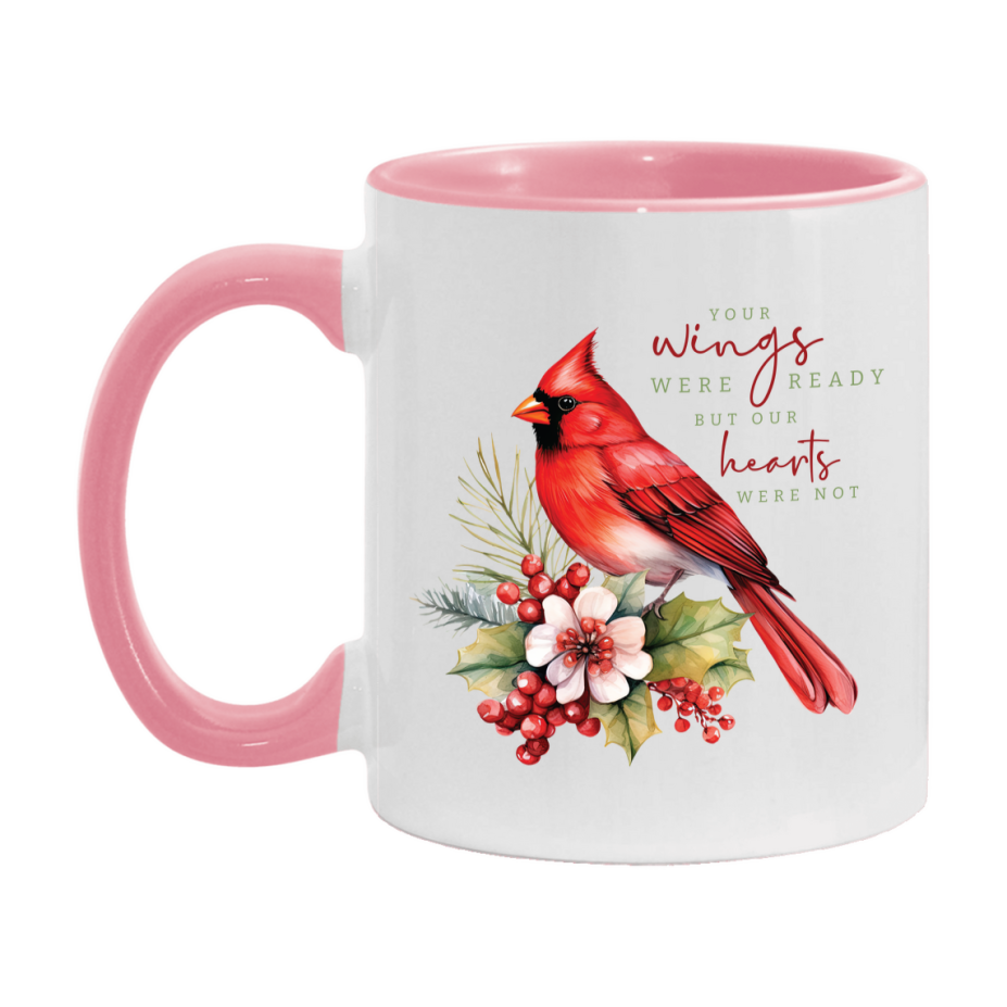 Red Cardinal Mug – Northern Red Cardinal Christmas Mug with Heartfelt Message, 11oz or 15oz White Ceramic Coffee Cup