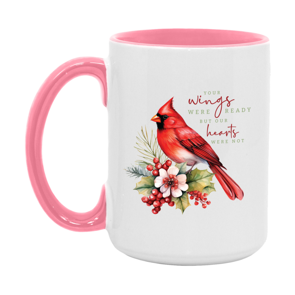 Red Cardinal Mug – Northern Red Cardinal Christmas Mug with Heartfelt Message, 11oz or 15oz White Ceramic Coffee Cup